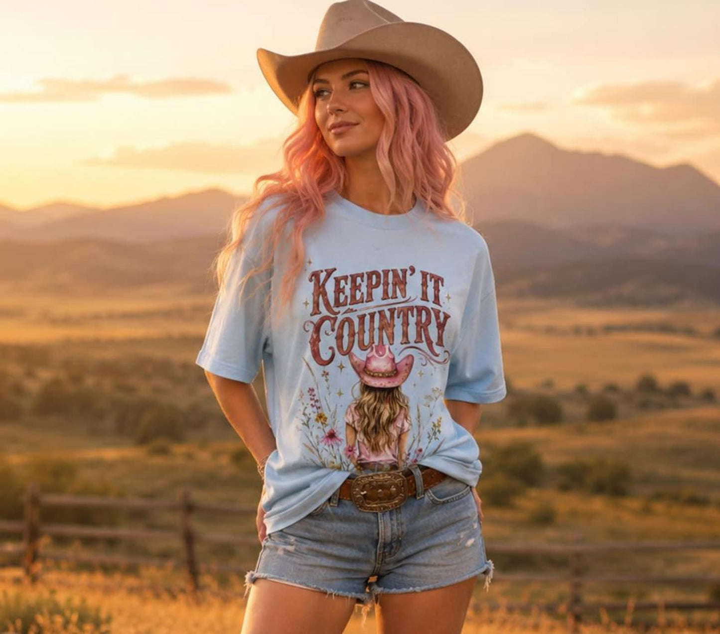 Keepin' It Country T-Shirt — Cowgirl TShirt | Western Tee | Comfort Colors Country Tee | Vintage Country Shirt | Rodeo Shirt