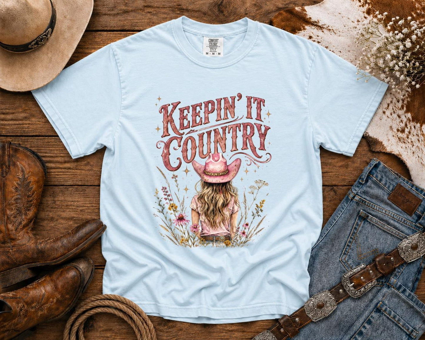 Keepin' It Country T-Shirt — Cowgirl TShirt | Western Tee | Comfort Colors Country Tee | Vintage Country Shirt | Rodeo Shirt