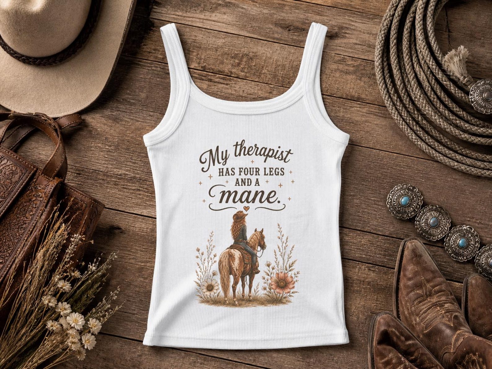 My Therapist Has Four Legs & A Mane | Cowgirl Shirt, Rodeo T-Shirt, Cowgirl T-shirt Country Concert Tee, Western Graphic Tee For Women, Western T-shirt, Western T-shirt | Bella Canvas