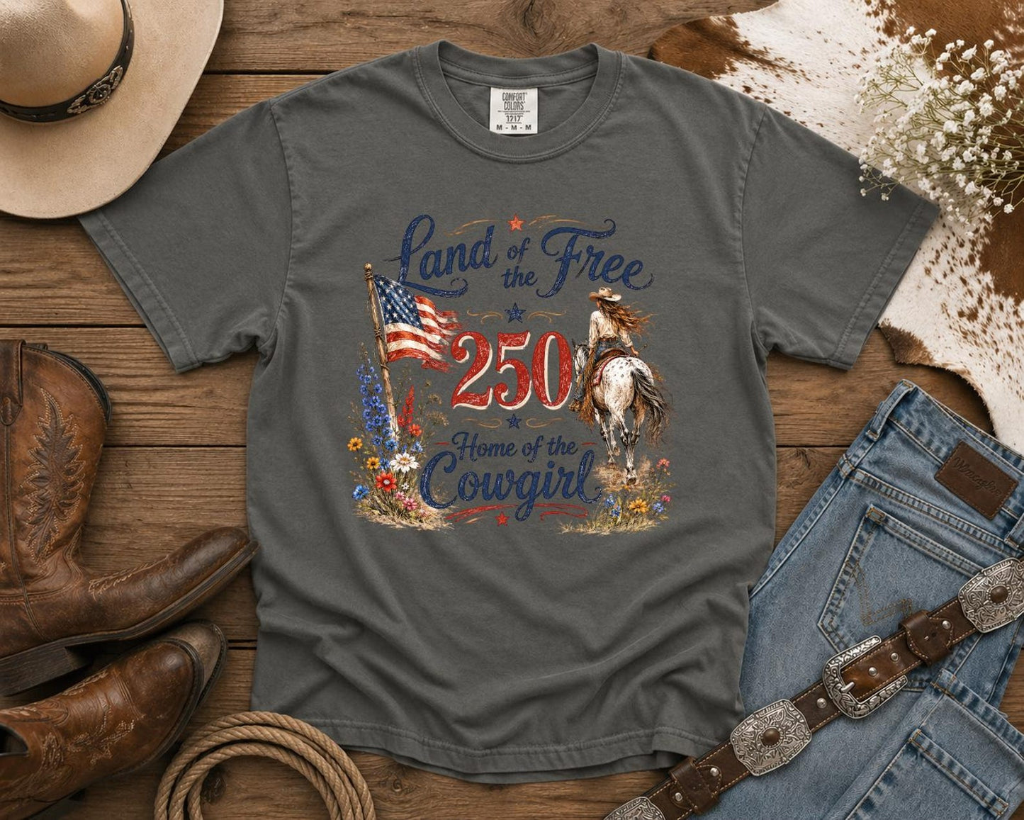Land of the Free | Cowgirl Shirt, Rodeo T-Shirt, Cowgirl T-shirt Country Concert Tee, Western Graphic Tee For Women, Western T-shirt, Western T-shirt | Comfort Colors®