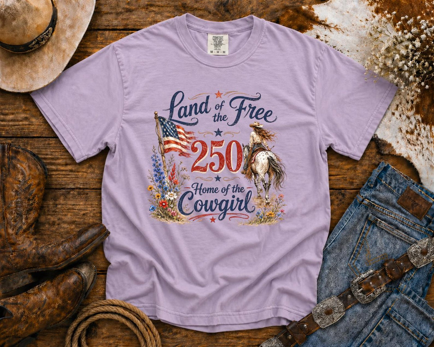 Land of the Free | Cowgirl Shirt, Rodeo T-Shirt, Cowgirl T-shirt Country Concert Tee, Western Graphic Tee For Women, Western T-shirt, Western T-shirt | Comfort Colors®