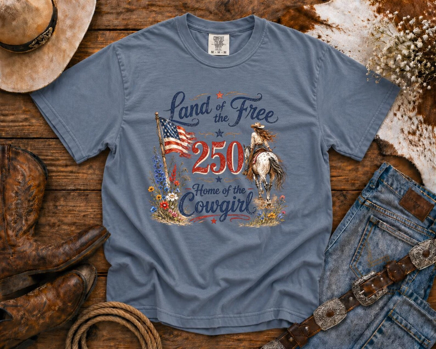 Land of the Free | Cowgirl Shirt, Rodeo T-Shirt, Cowgirl T-shirt Country Concert Tee, Western Graphic Tee For Women, Western T-shirt, Western T-shirt | Comfort Colors®