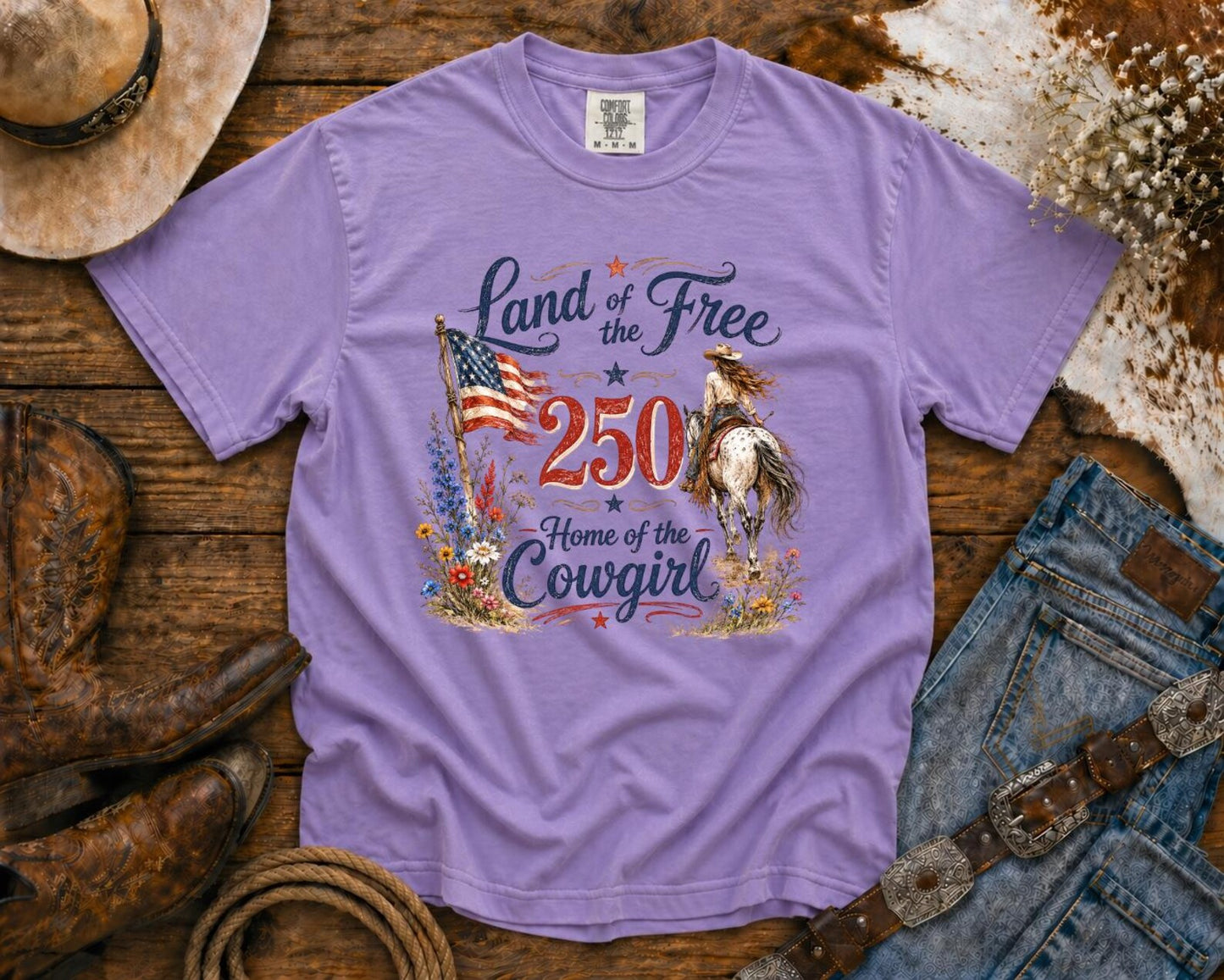 Land of the Free | Cowgirl Shirt, Rodeo T-Shirt, Cowgirl T-shirt Country Concert Tee, Western Graphic Tee For Women, Western T-shirt, Western T-shirt | Comfort Colors®