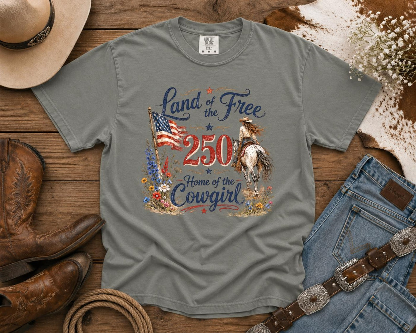 Land of the Free | Cowgirl Shirt, Rodeo T-Shirt, Cowgirl T-shirt Country Concert Tee, Western Graphic Tee For Women, Western T-shirt, Western T-shirt | Comfort Colors®
