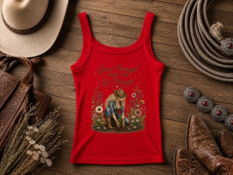 Grow Through | Cowgirl Shirt, Rodeo T-Shirt, Cowgirl T-shirt Country Concert Tee, Western Graphic Tee For Women, Western T-shirt, Western T-shirt | Bella Canvas