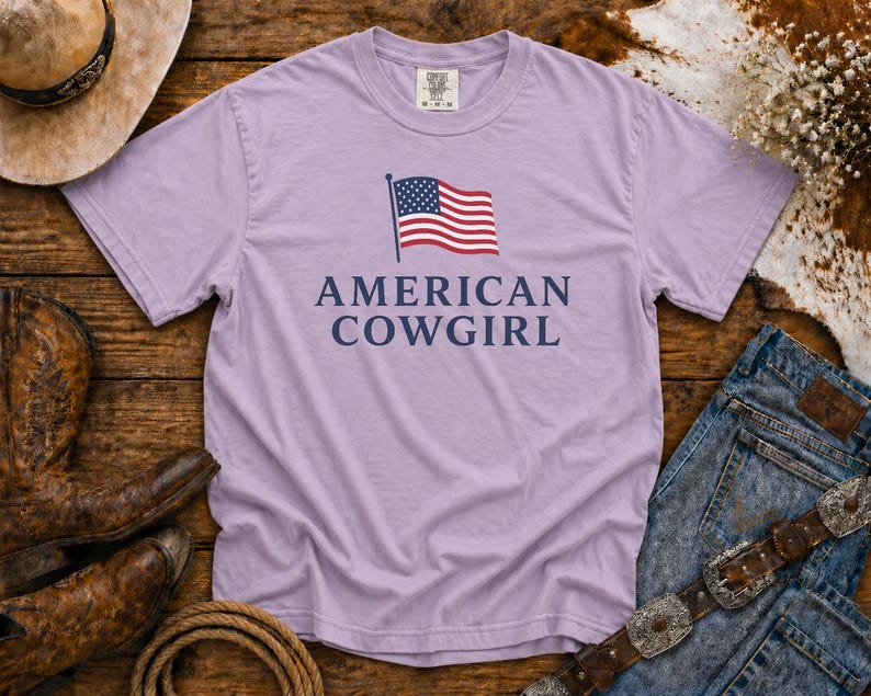 American Cowgirl T-Shirt — Patriotic Flag Graphic Tee