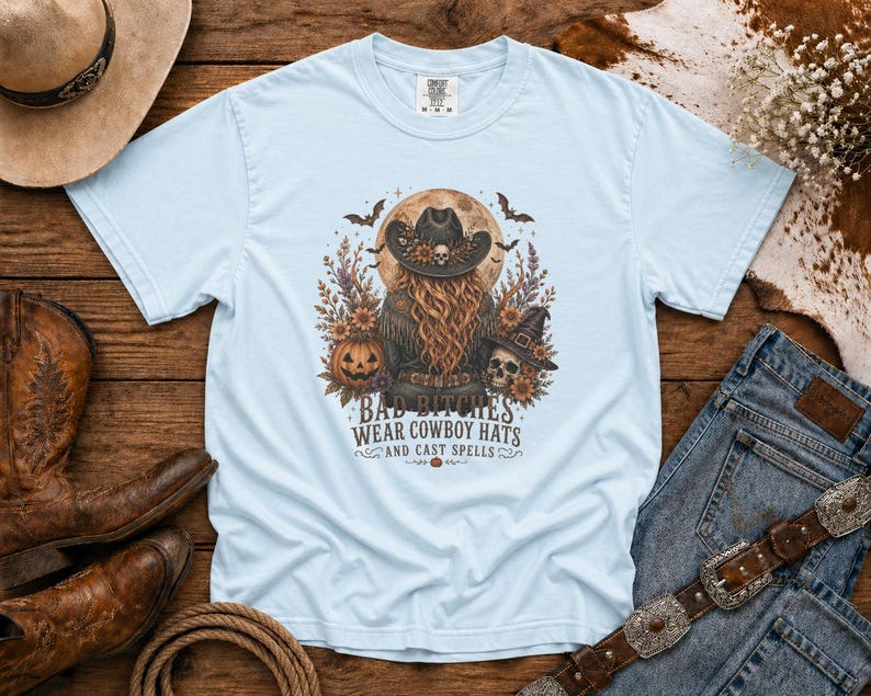 Bad Cowgirls Wear Cowboy Hats and Cast Spells Halloween Graphic Tee Western TShirt, Country TShirt, HalloweenShirt