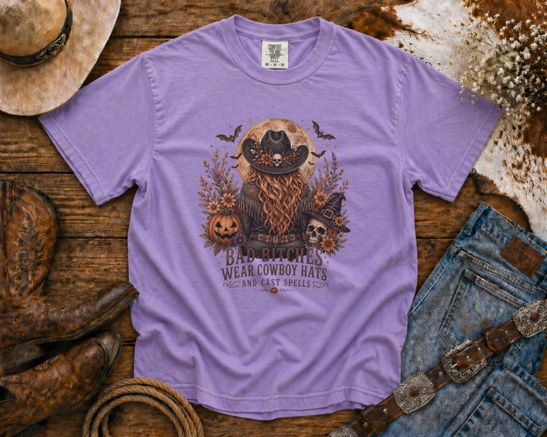 Bad Cowgirls Wear Cowboy Hats and Cast Spells Halloween Graphic Tee Western TShirt, Country TShirt, HalloweenShirt