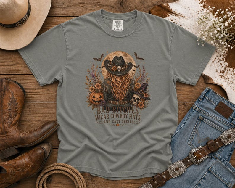 Bad Cowgirls Wear Cowboy Hats and Cast Spells Halloween Graphic Tee Western TShirt, Country TShirt, HalloweenShirt