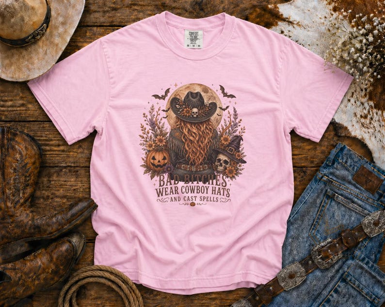 Bad Cowgirls Wear Cowboy Hats and Cast Spells Halloween Graphic Tee Western TShirt, Country TShirt, HalloweenShirt