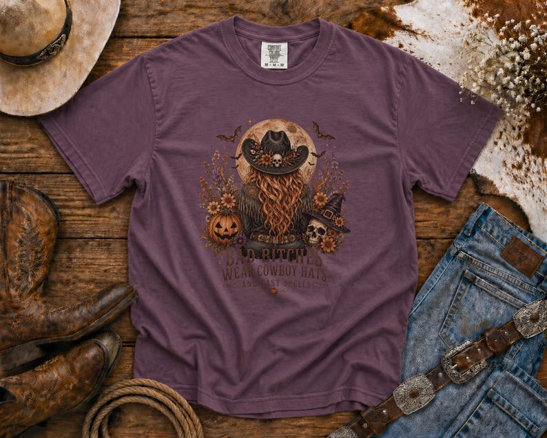 Bad Cowgirls Wear Cowboy Hats and Cast Spells Halloween Graphic Tee Western TShirt, Country TShirt, HalloweenShirt