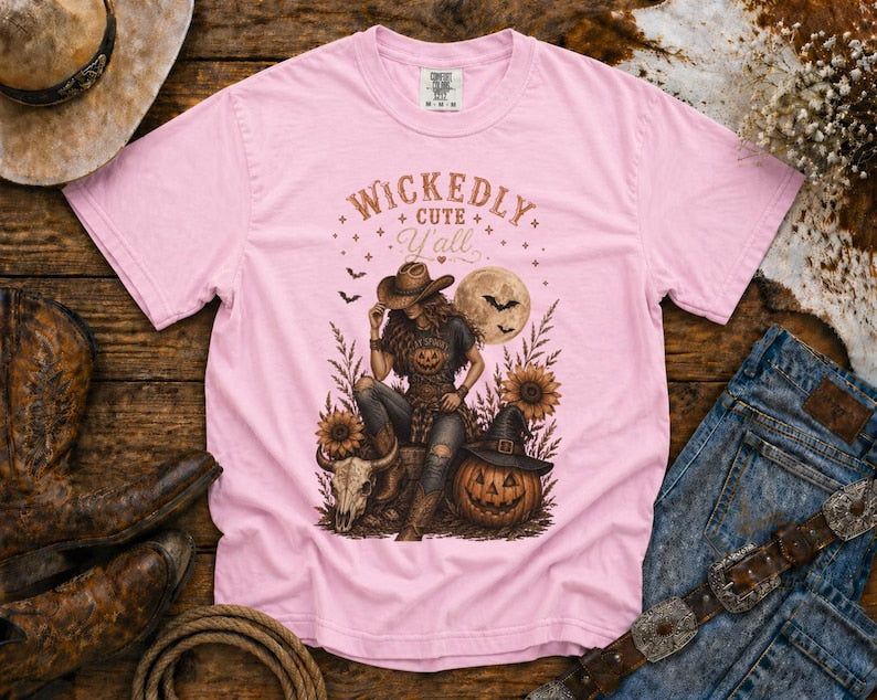Wickedly Cute Y'all T-Shirt — Halloween TShirt Western TShirt, Country TShirt