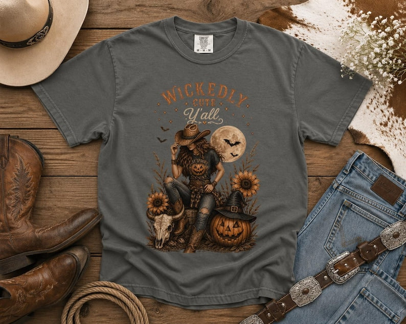Wickedly Cute Y'all T-Shirt — Halloween TShirt Western TShirt, Country TShirt