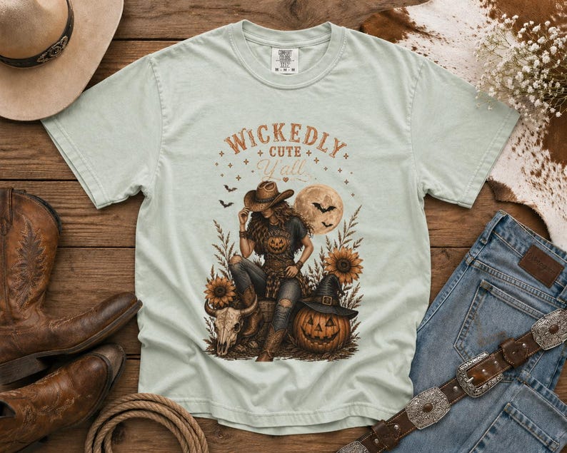 Wickedly Cute Y'all T-Shirt — Halloween TShirt Western TShirt, Country TShirt