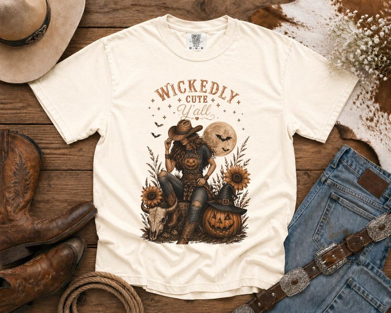 Wickedly Cute Y'all T-Shirt — Halloween TShirt Western TShirt, Country TShirt
