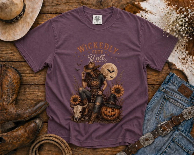Wickedly Cute Y'all T-Shirt — Halloween TShirt Western TShirt, Country TShirt
