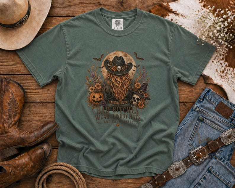 Bad Cowgirls Wear Cowboy Hats and Cast Spells Halloween Graphic Tee Western TShirt, Country TShirt, HalloweenShirt
