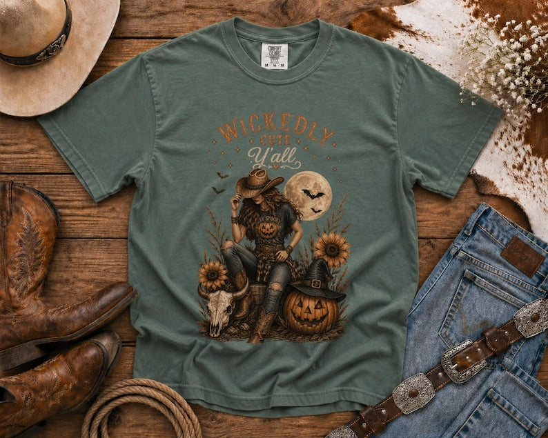 Wickedly Cute Y'all T-Shirt — Halloween TShirt Western TShirt, Country TShirt