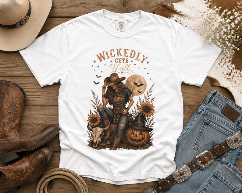 Wickedly Cute Y'all T-Shirt — Halloween TShirt Western TShirt, Country TShirt