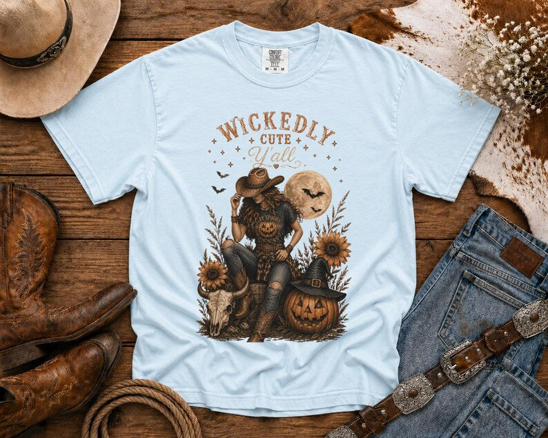 Wickedly Cute Y'all T-Shirt — Halloween TShirt Western TShirt, Country TShirt