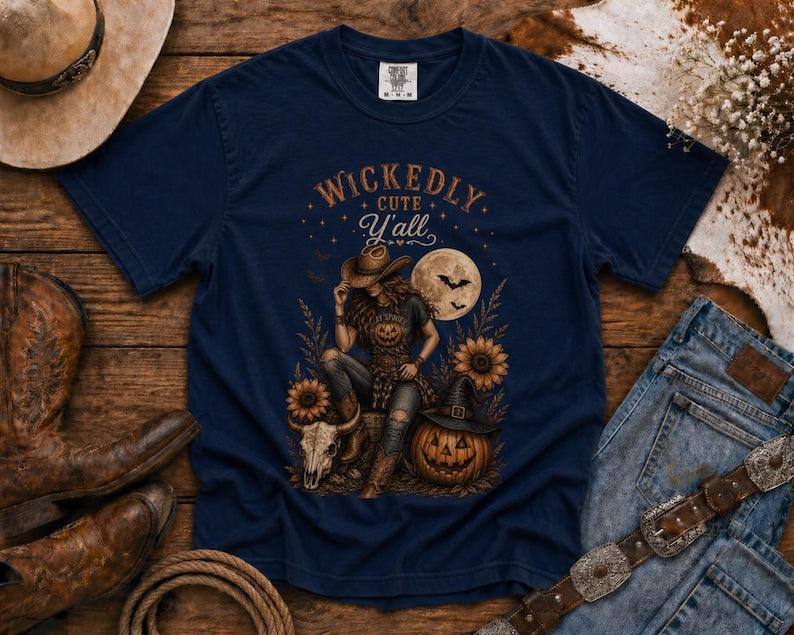 Wickedly Cute Y'all T-Shirt — Halloween TShirt Western TShirt, Country TShirt