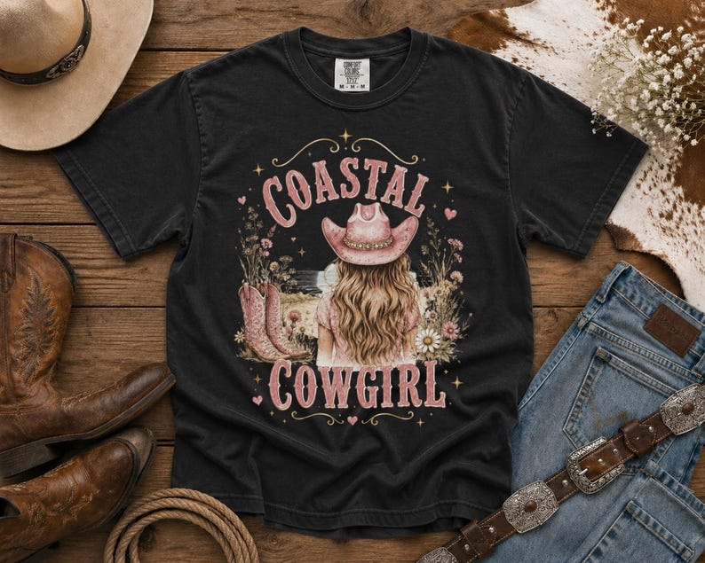 Coastal Cowgirl T-Shirt — Cowgirl TShirt | Western Tee | Comfort Colors Country Tee | Vintage Country Shirt | Rodeo Shirt