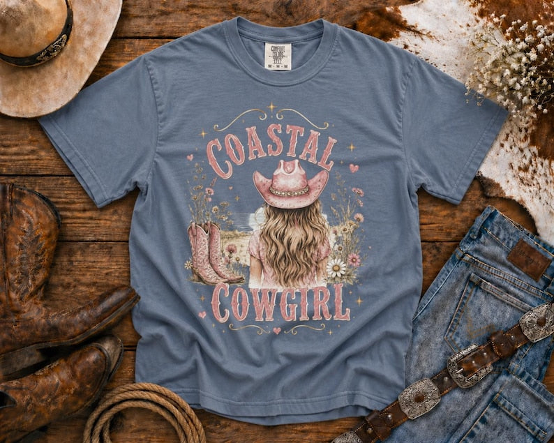 Coastal Cowgirl T-Shirt — Cowgirl TShirt | Western Tee | Comfort Colors Country Tee | Vintage Country Shirt | Rodeo Shirt