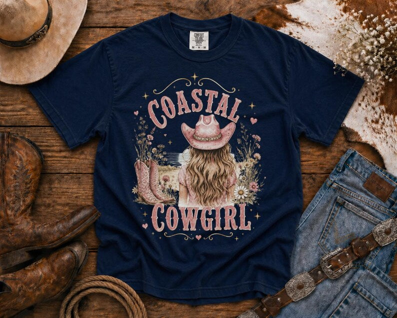 Coastal Cowgirl T-Shirt — Cowgirl TShirt | Western Tee | Comfort Colors Country Tee | Vintage Country Shirt | Rodeo Shirt