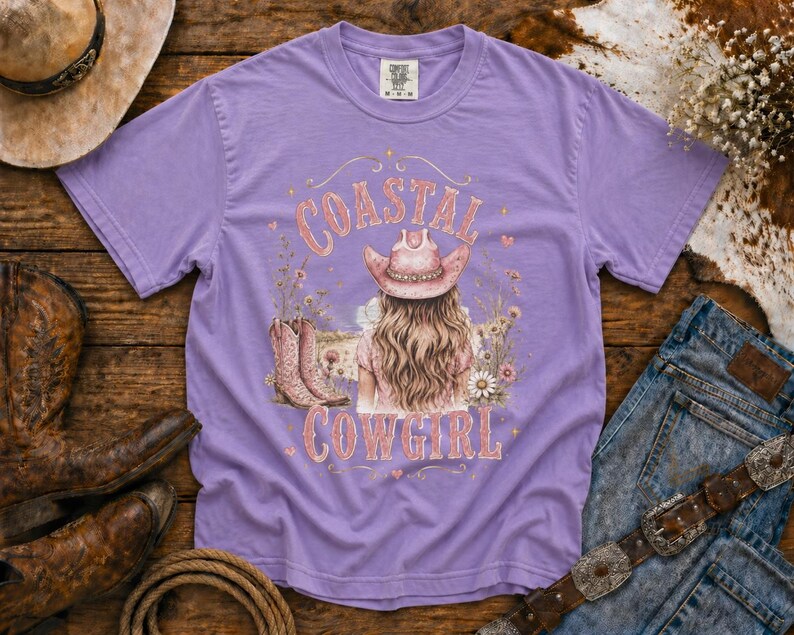 Coastal Cowgirl T-Shirt — Cowgirl TShirt | Western Tee | Comfort Colors Country Tee | Vintage Country Shirt | Rodeo Shirt