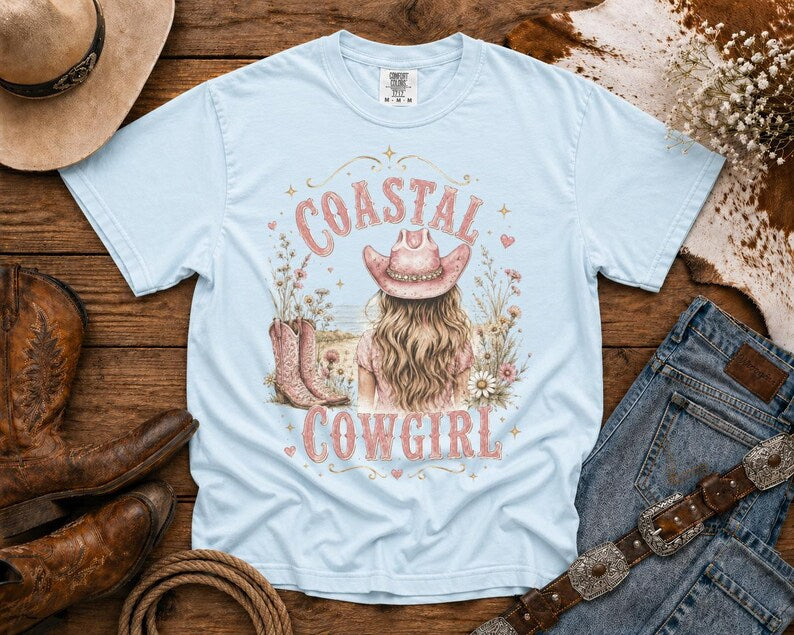 Coastal Cowgirl T-Shirt — Cowgirl TShirt | Western Tee | Comfort Colors Country Tee | Vintage Country Shirt | Rodeo Shirt