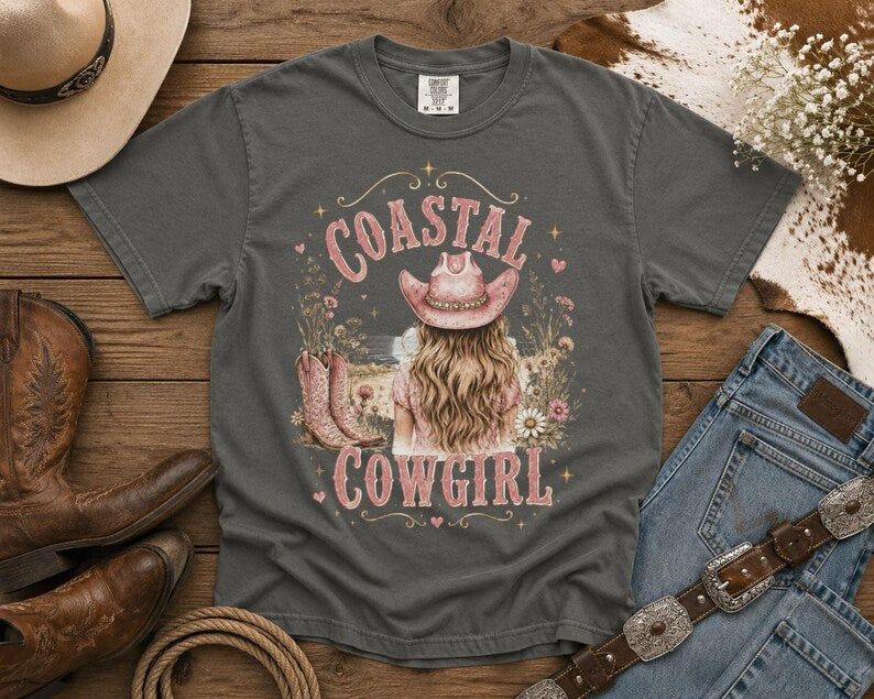 Coastal Cowgirl T-Shirt — Cowgirl TShirt | Western Tee | Comfort Colors Country Tee | Vintage Country Shirt | Rodeo Shirt