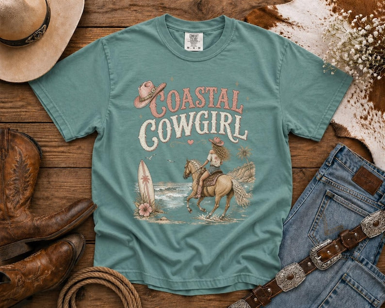 Coastal Cowgirl T-Shirt —Cowgirl TShirt | Western Tee | Comfort Colors Country Tee | Vintage Country Shirt | Rodeo Shirt