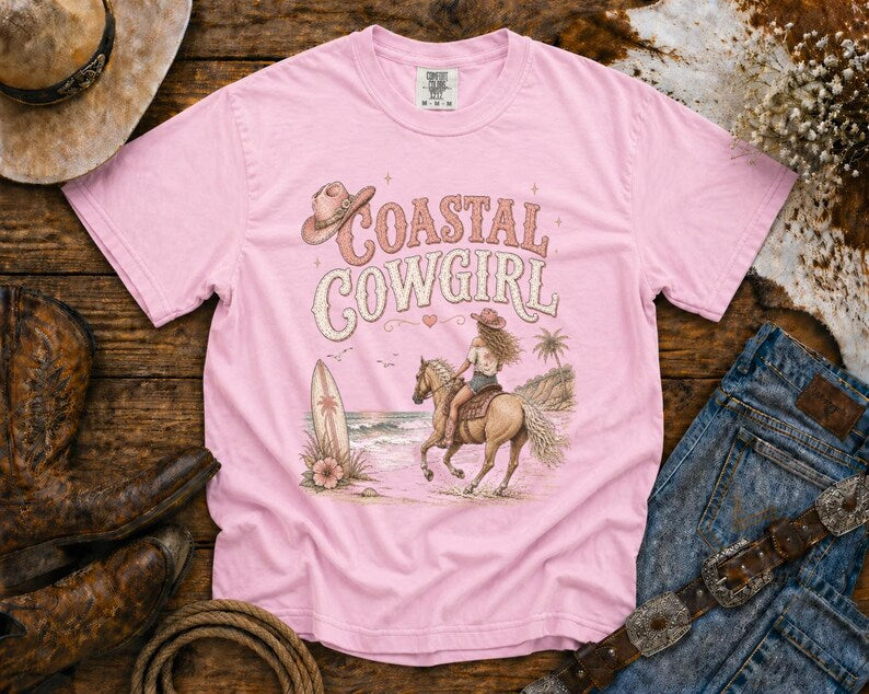 Coastal Cowgirl T-Shirt —Cowgirl TShirt | Western Tee | Comfort Colors Country Tee | Vintage Country Shirt | Rodeo Shirt