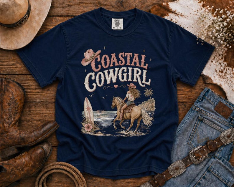 Coastal Cowgirl T-Shirt —Cowgirl TShirt | Western Tee | Comfort Colors Country Tee | Vintage Country Shirt | Rodeo Shirt