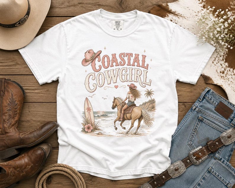 Coastal Cowgirl T-Shirt —Cowgirl TShirt | Western Tee | Comfort Colors Country Tee | Vintage Country Shirt | Rodeo Shirt