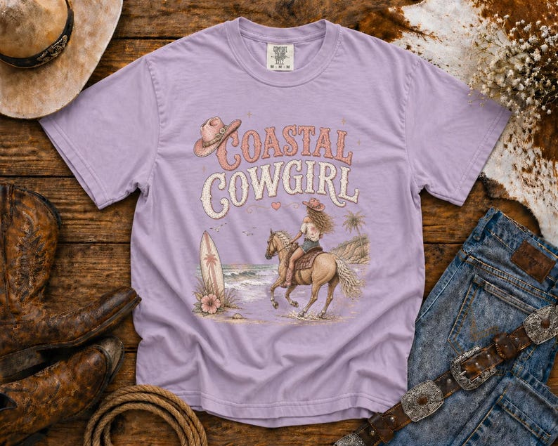 Coastal Cowgirl T-Shirt —Cowgirl TShirt | Western Tee | Comfort Colors Country Tee | Vintage Country Shirt | Rodeo Shirt