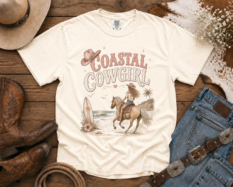 Coastal Cowgirl T-Shirt —Cowgirl TShirt | Western Tee | Comfort Colors Country Tee | Vintage Country Shirt | Rodeo Shirt
