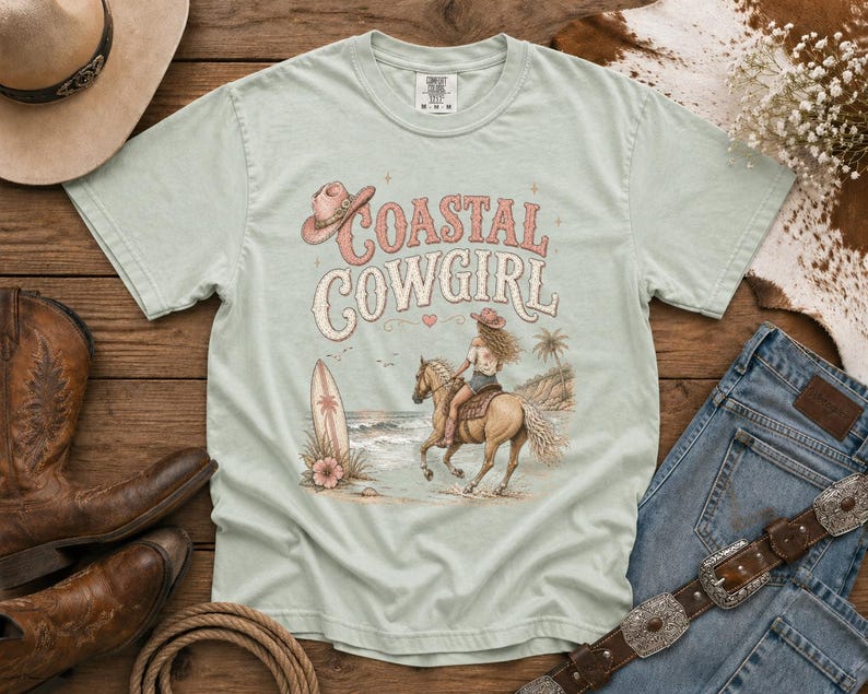 Coastal Cowgirl T-Shirt —Cowgirl TShirt | Western Tee | Comfort Colors Country Tee | Vintage Country Shirt | Rodeo Shirt