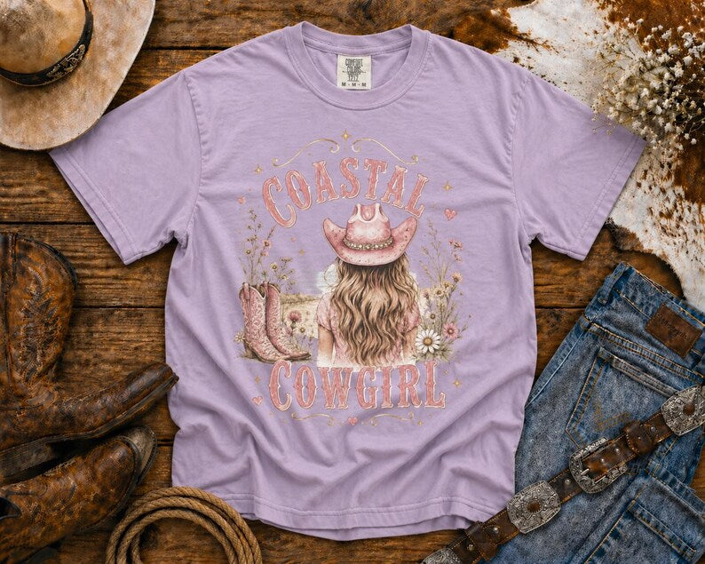 Coastal Cowgirl T-Shirt — Cowgirl TShirt | Western Tee | Comfort Colors Country Tee | Vintage Country Shirt | Rodeo Shirt