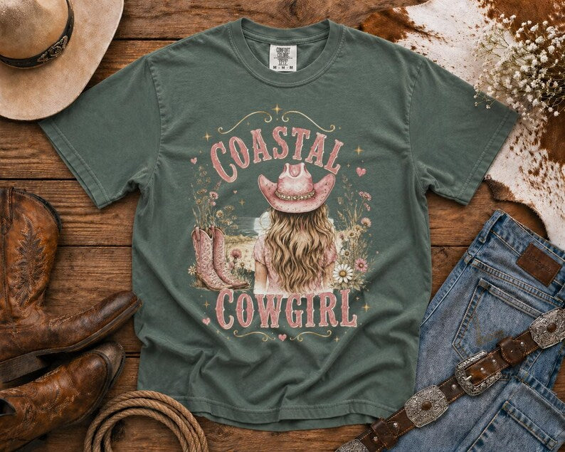 Coastal Cowgirl T-Shirt — Cowgirl TShirt | Western Tee | Comfort Colors Country Tee | Vintage Country Shirt | Rodeo Shirt