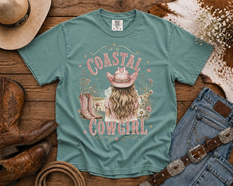 Coastal Cowgirl T-Shirt — Cowgirl TShirt | Western Tee | Comfort Colors Country Tee | Vintage Country Shirt | Rodeo Shirt