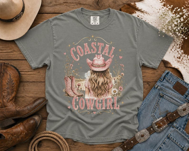 Coastal Cowgirl T-Shirt — Cowgirl TShirt | Western Tee | Comfort Colors Country Tee | Vintage Country Shirt | Rodeo Shirt
