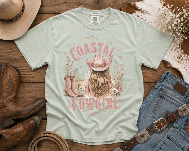Coastal Cowgirl T-Shirt — Cowgirl TShirt | Western Tee | Comfort Colors Country Tee | Vintage Country Shirt | Rodeo Shirt