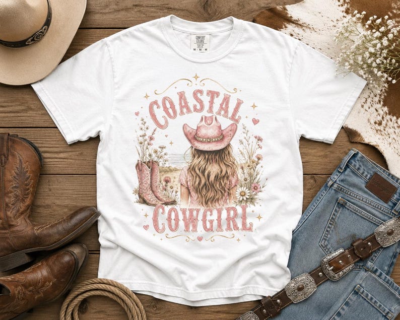 Coastal Cowgirl T-Shirt — Cowgirl TShirt | Western Tee | Comfort Colors Country Tee | Vintage Country Shirt | Rodeo Shirt