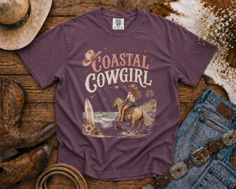 Coastal Cowgirl T-Shirt —Cowgirl TShirt | Western Tee | Comfort Colors Country Tee | Vintage Country Shirt | Rodeo Shirt