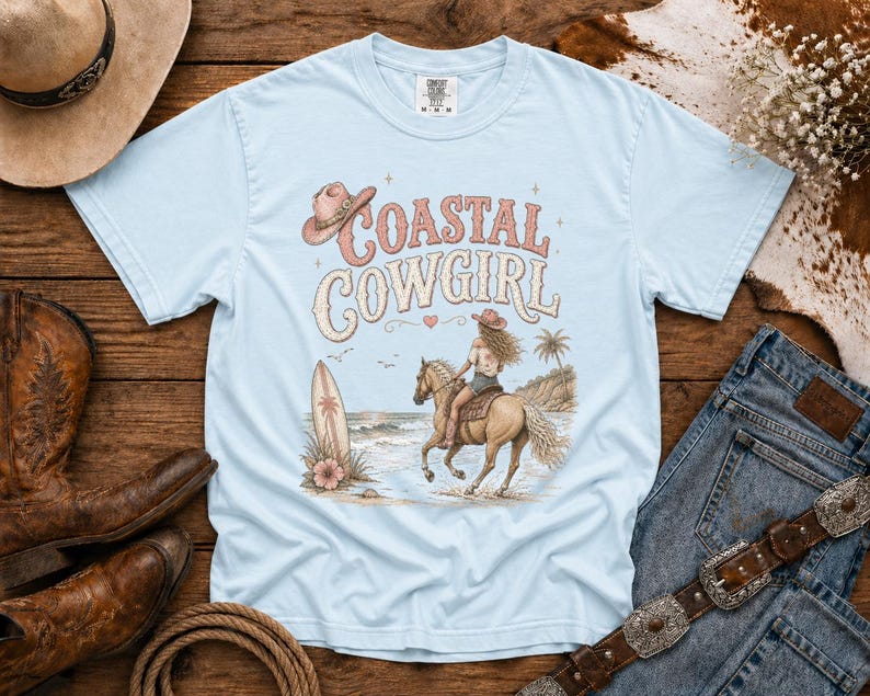 Coastal Cowgirl T-Shirt —Cowgirl TShirt | Western Tee | Comfort Colors Country Tee | Vintage Country Shirt | Rodeo Shirt