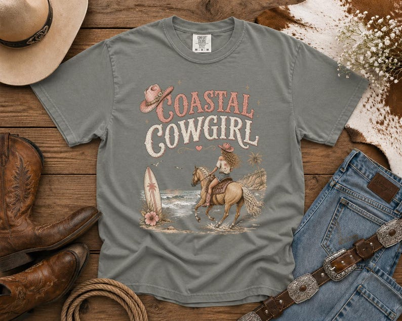 Coastal Cowgirl T-Shirt —Cowgirl TShirt | Western Tee | Comfort Colors Country Tee | Vintage Country Shirt | Rodeo Shirt