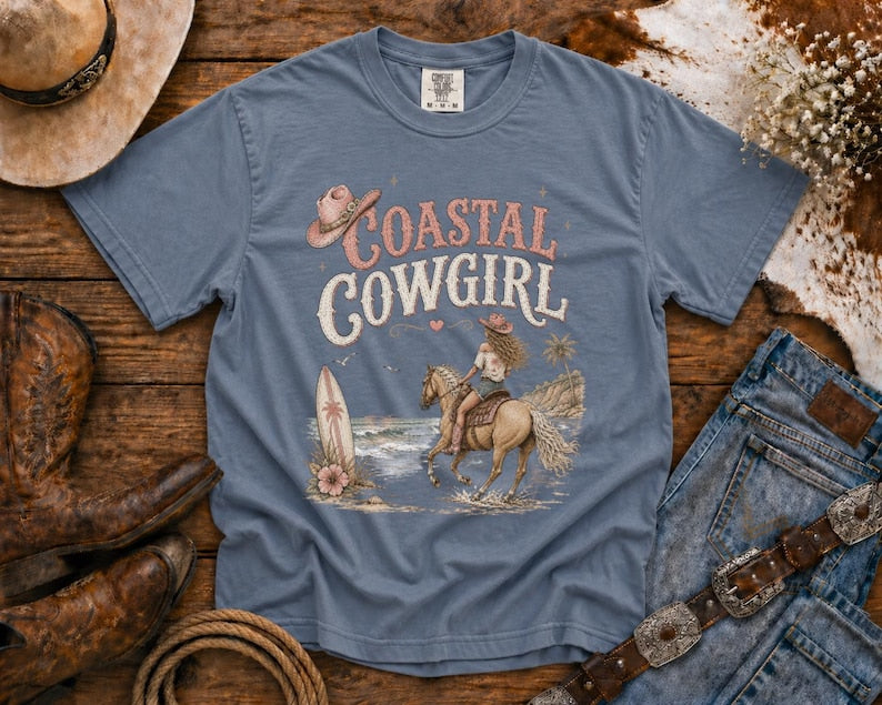Coastal Cowgirl T-Shirt —Cowgirl TShirt | Western Tee | Comfort Colors Country Tee | Vintage Country Shirt | Rodeo Shirt