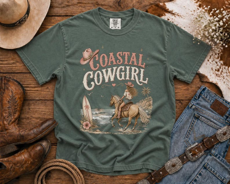 Coastal Cowgirl T-Shirt —Cowgirl TShirt | Western Tee | Comfort Colors Country Tee | Vintage Country Shirt | Rodeo Shirt