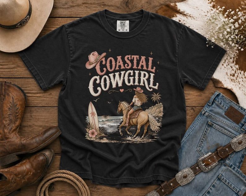 Coastal Cowgirl T-Shirt —Cowgirl TShirt | Western Tee | Comfort Colors Country Tee | Vintage Country Shirt | Rodeo Shirt